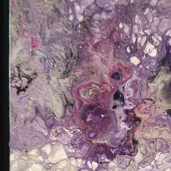 Original 10"x10" (12"x12" with frame) Acrylic Pour Painting - Picture 3 of 5